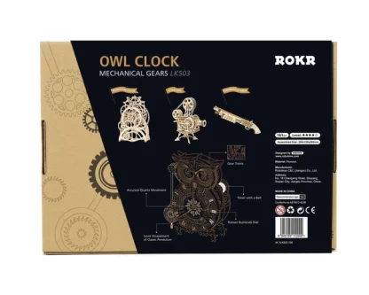 Robotime Owl Clock LK503 vp achterkant