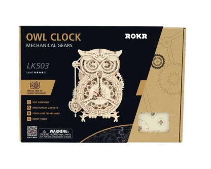 Robotime Owl Clock LK503 vp voorkant