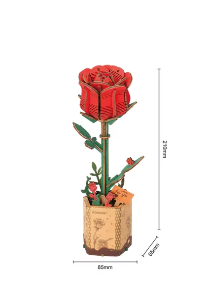 Robotime Red Rose - Rode Roos TW042 afmetingen