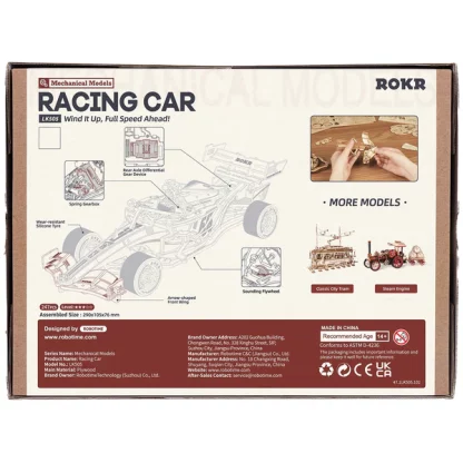 Robotime Racing Car LK505 vp achterkant