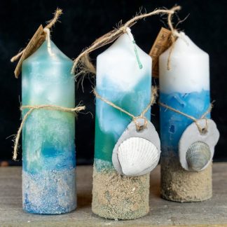 kaarsen aquakaars met schelpenhanger