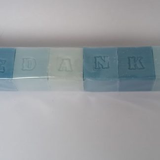 zeepletters blauw bedankt